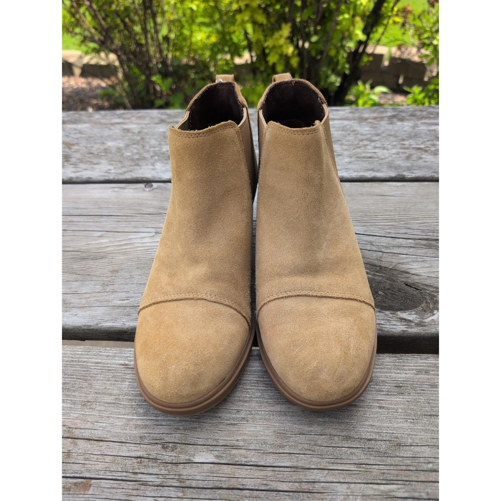 Sorel Tan Suede Leather Booties Evie Chelsea Waterproof Sz 10 Hidden Wedge